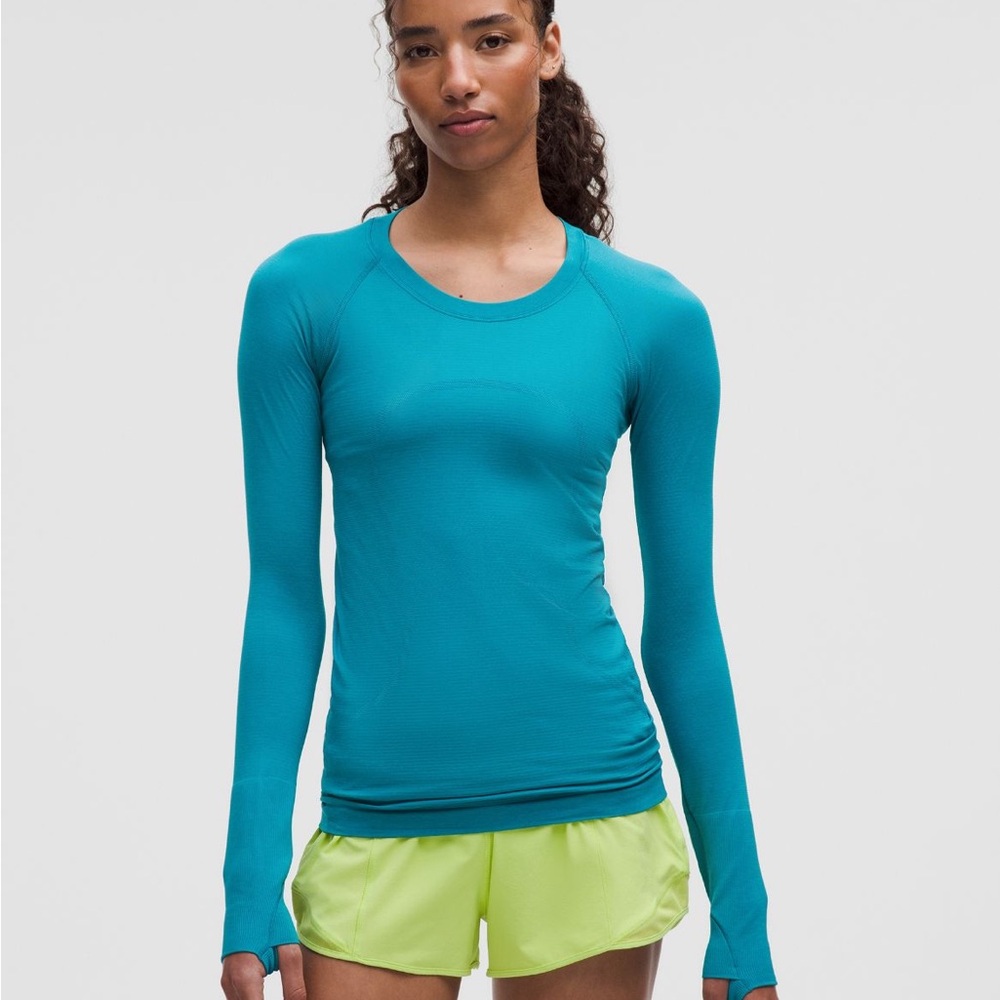 Teal Lululmeon swiftly tech long sleeve, size 12